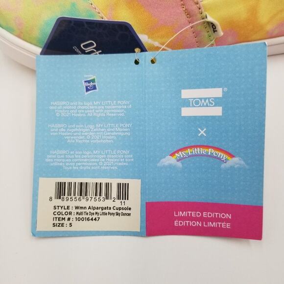 TOMS Tie Dye My Little Pony Shoes Womens 5 Sky Dancer Slip On Limited Edition - Picture 7 of 14